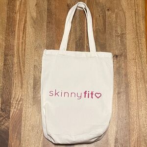 Skinny Fit White Canvas Tote Bag x Pink Workout Towel Bundle